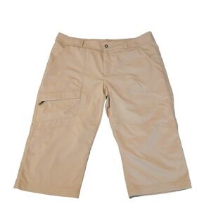 Columbia pants womens Size L khaki omni shield capri stretch hiking lightweight